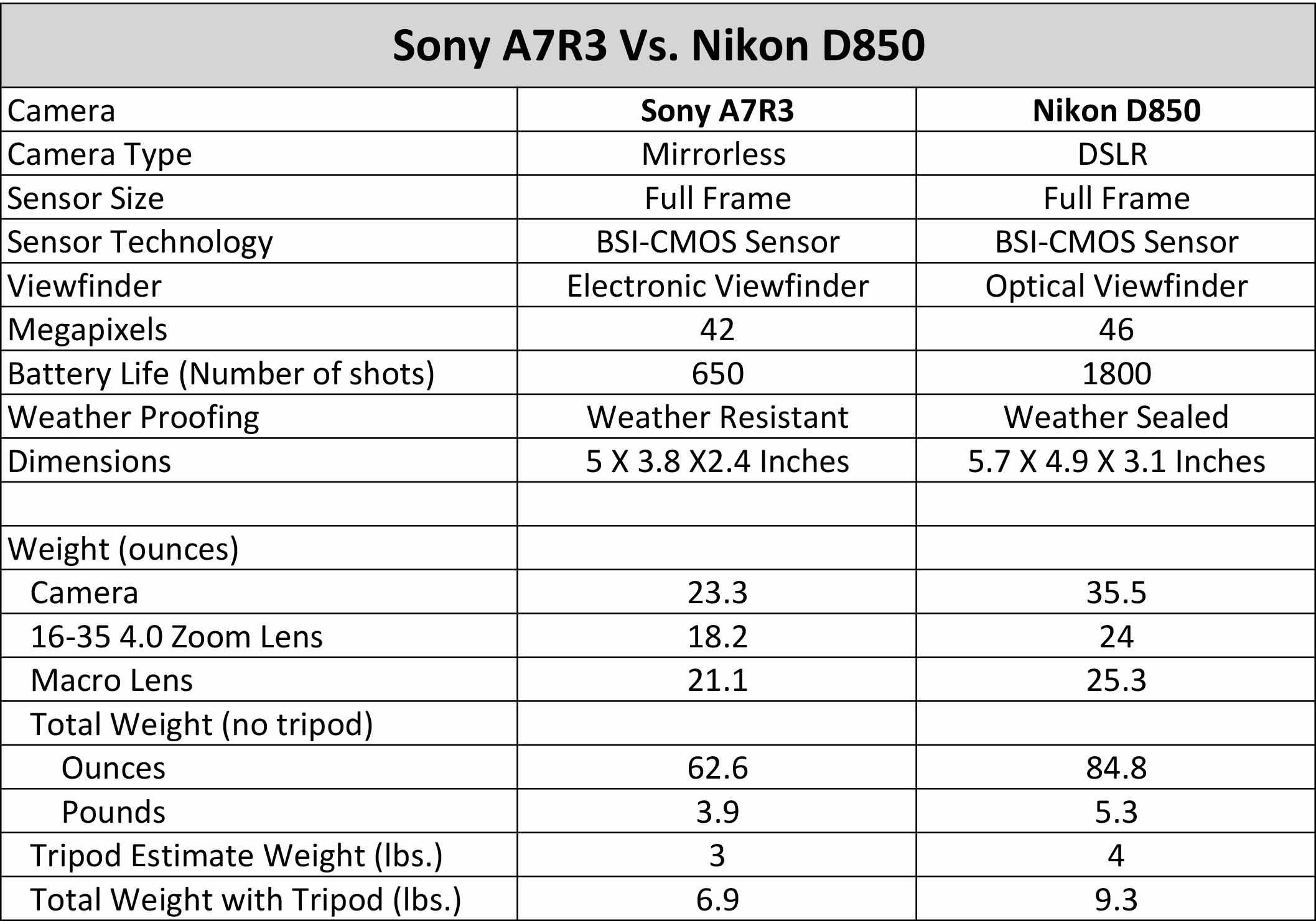 Sony versus Nikon